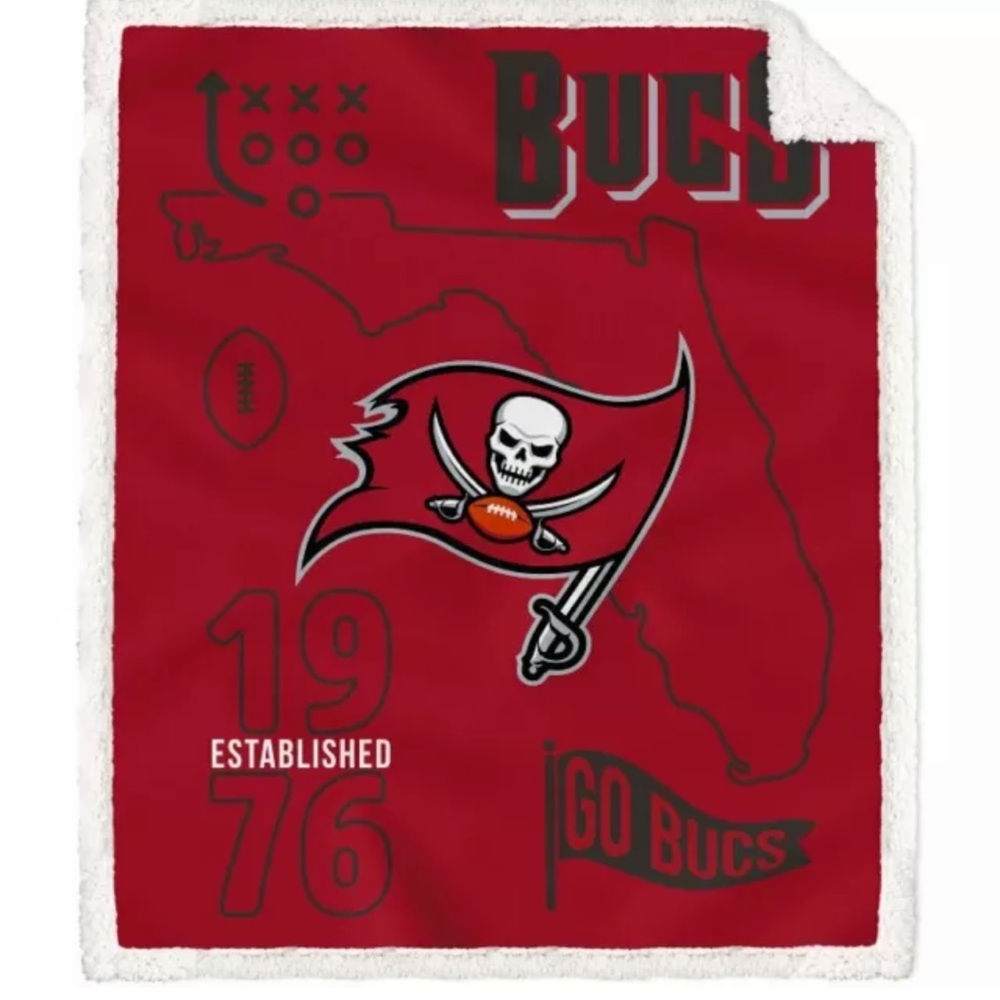 Tampa Bay Buccaneers Sherpa Backed Throw Blanket